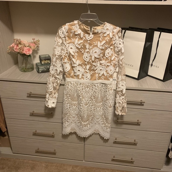 ML Monique Lhuillier Calypso Long Sleeve Lace Cocktail Dress Size 8 Women NEW - Picture 3 of 8